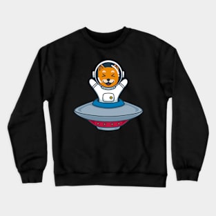 Astrnout Cat ride an UFO Crewneck Sweatshirt